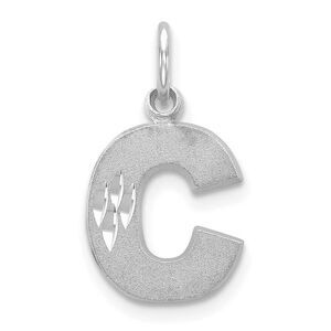 14k White Gold, Julia Collection, Small Satin Block Initial C Pendant